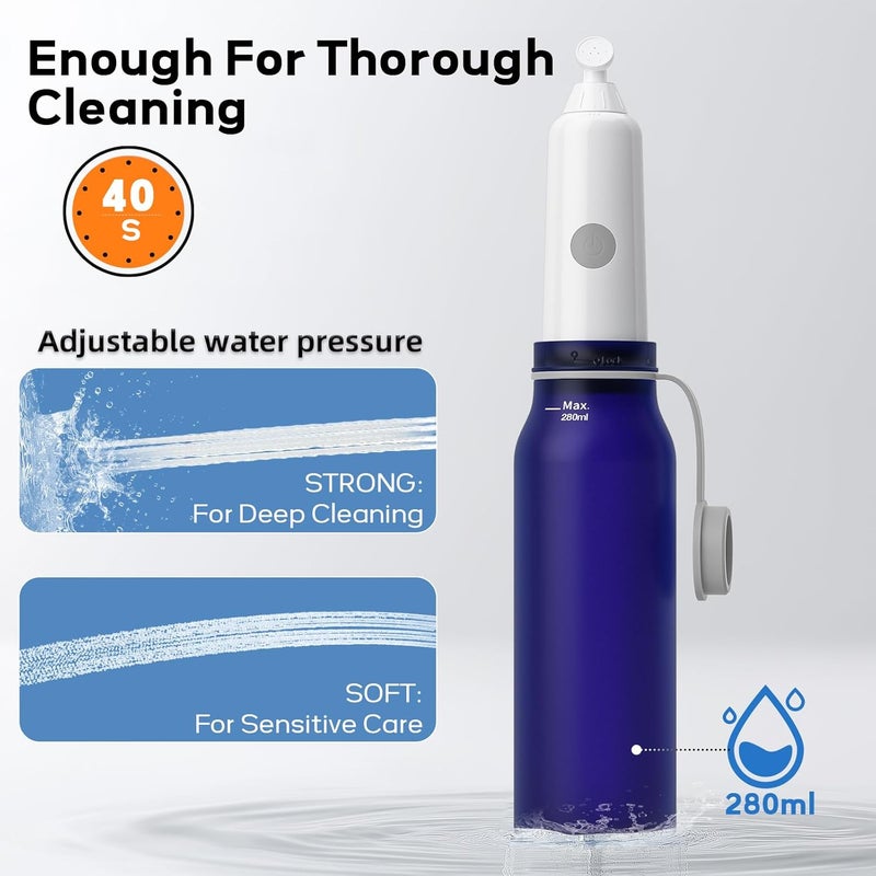 BIGCOW  bidet سفر محمول، bidet كهربائي مع 3 أوضاع رذاذ، مقاوم للماء IPX7 وقابل لإعادة الشحن، رشاش ماء صغير للحمام للنظافة الشخصية، رعاية ما بعد الولادة، العجان والبواسير - Image 2