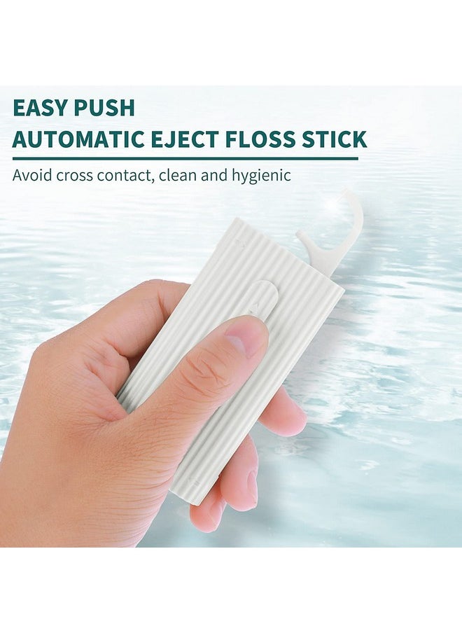 WLLHYF - Portable Dental Floss Case Automatic Dental Floss Pick Organizer Case Travel Flosser Dispenser Storage Case Refillable Holder Boxes With 10 Floss Picks For Teeth Cleaning (White) - Image 1