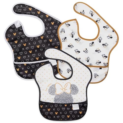 Bumkins Disney Bibs for Girl or Boy SuperBib Baby and Toddler for 624 Months Essential Must Have for Eating Feeding Baby Led Weaning Mess Saving Waterproof Soft Fabric 3pk Minnie Mouse Icon - Image 1