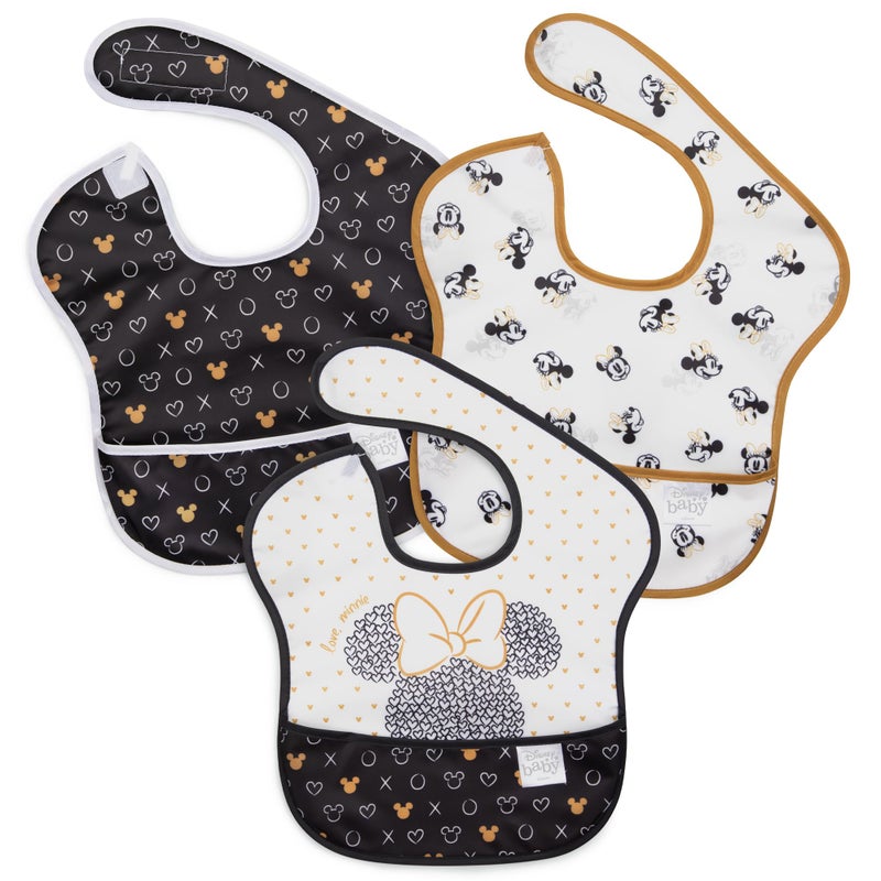 Bumkins Disney Bibs for Girl or Boy SuperBib Baby and Toddler for 624 Months Essential Must Have for Eating Feeding Baby Led Weaning Mess Saving Waterproof Soft Fabric 3pk Minnie Mouse Icon - Image 2