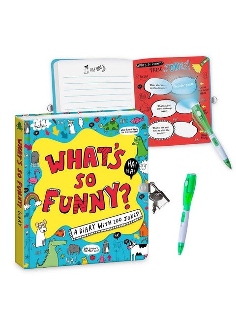 Peaceable Kingdom What So Funny?Lock And Key Diary With Jokes And Magic Light Pen