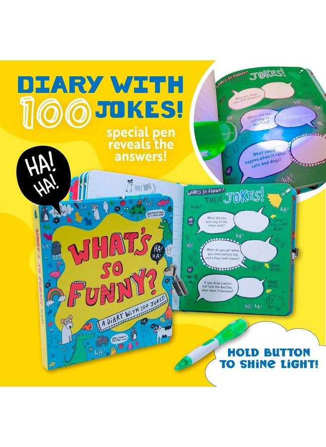 Peaceable Kingdom What So Funny?Lock And Key Diary With Jokes And Magic Light Pen