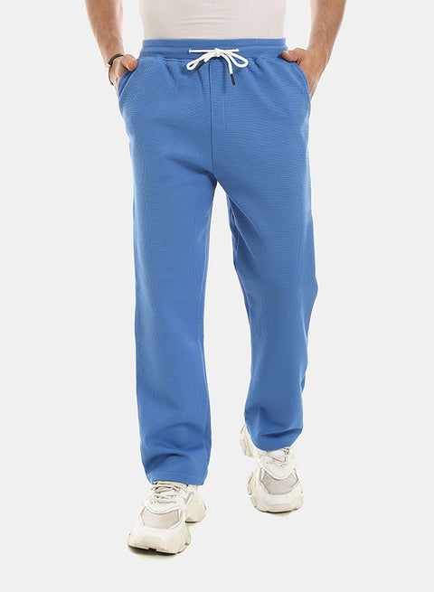 Elastic Waist With Drawstrings Comfy Pants - Royal Blue