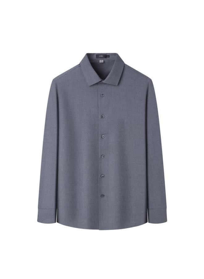 FIRS Shanshan Men's Long Sleeve Shirt Thickened Wool Blend Four Seasons Fluffy Warm Stretch Commuter Top - Image 1