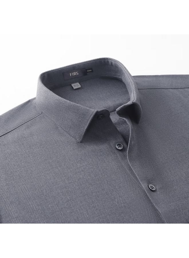 FIRS Shanshan Men's Long Sleeve Shirt Thickened Wool Blend Four Seasons Fluffy Warm Stretch Commuter Top - Image 4
