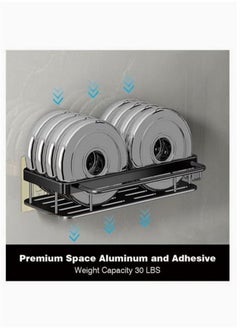 WinHolder Adhesive Shower Caddy, 2 Pack Shower Organizer Shelf No Drilling Bathroom Shower Basket Shelf Rustproof, Waterproof Shower Holder Rack with Towel Bar and Hooks for Bathroom, Kitchen (Black)  - Image 4