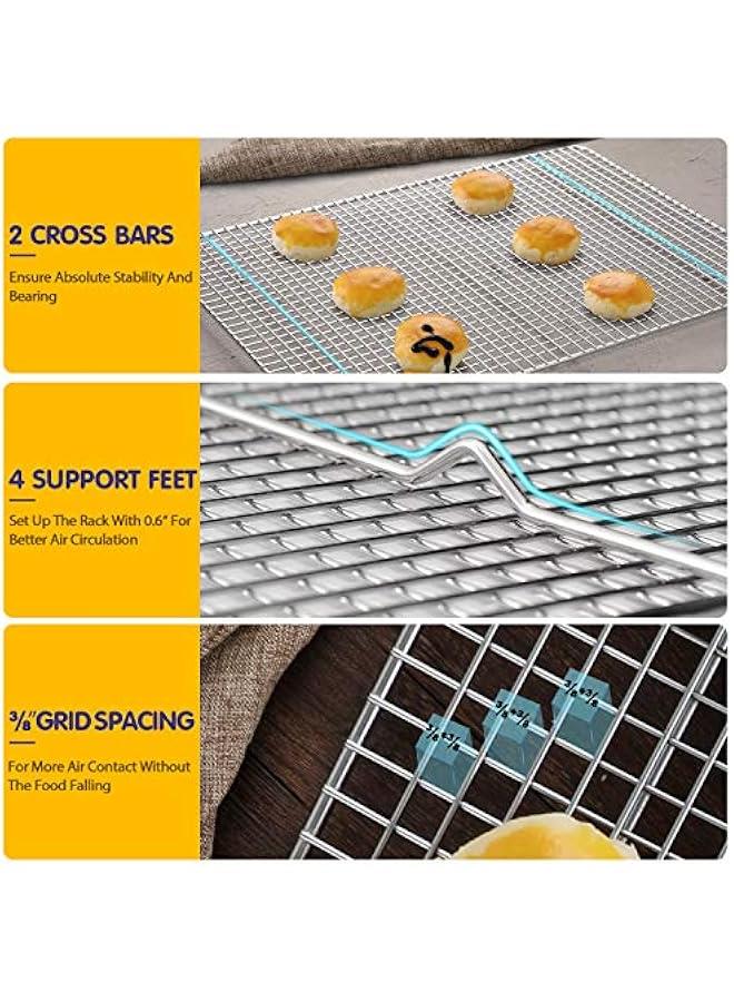 Hiware 2-Pack Cooling Racks for Baking - 8.5 x 12 - Quarter Size - Stainless Steel Wire Cookie Rack Fits Quarter Sheet Pan, Oven Safe for Cooking, Roasting, Grilling - Image 3