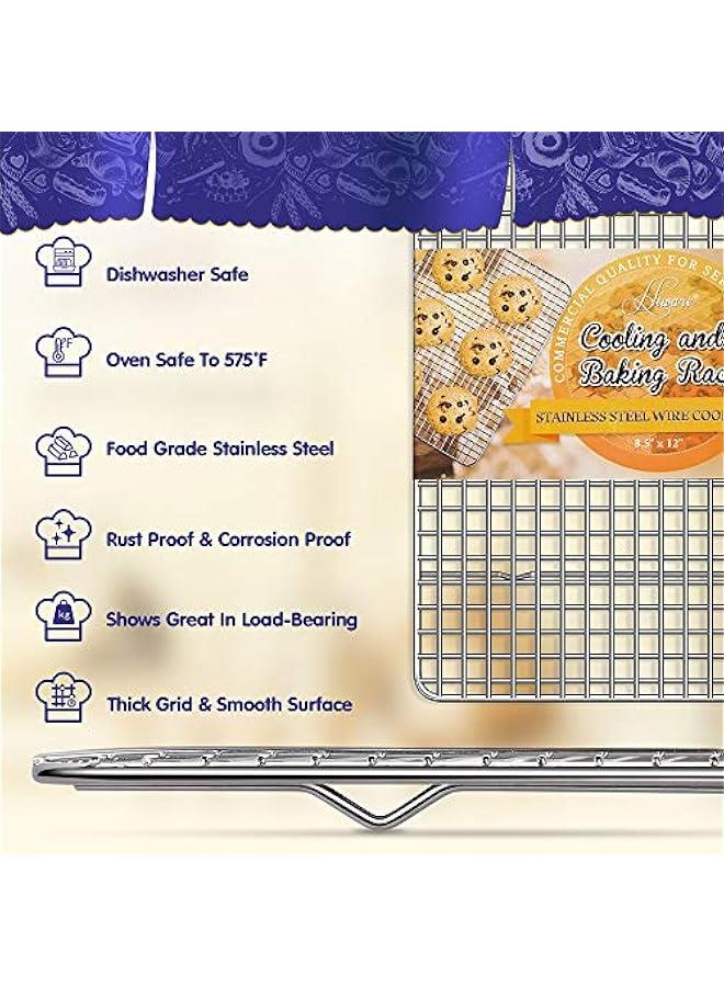 Hiware 2-Pack Cooling Racks for Baking - 8.5 x 12 - Quarter Size - Stainless Steel Wire Cookie Rack Fits Quarter Sheet Pan, Oven Safe for Cooking, Roasting, Grilling - Image 2