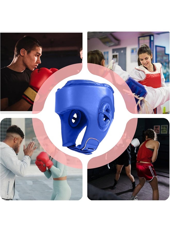 DUNISO Boxing Helmet Wrestling Training Helmet Professional Protective Training Supplies Adjustable Martial Arts Boxing Equipment Taekwondo Thickened Fighting Head Guard Blue - Image 4