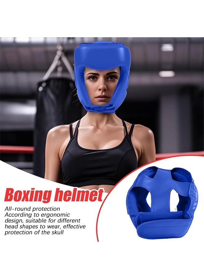 DUNISO Boxing Helmet Wrestling Training Helmet Professional Protective Training Supplies Adjustable Martial Arts Boxing Equipment Taekwondo Thickened Fighting Head Guard Blue - Image 2
