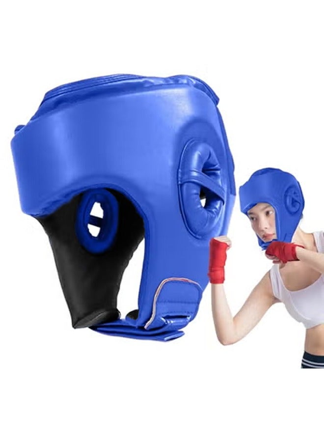 DUNISO Boxing Helmet Wrestling Training Helmet Professional Protective Training Supplies Adjustable Martial Arts Boxing Equipment Taekwondo Thickened Fighting Head Guard Blue - Image 1