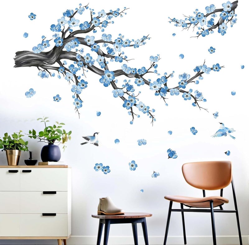 Al Raied ARS® Cherry Blossom Wall Decals - Peel and Stick Blue Floral Tree Branch Wall Stickers - Image 3