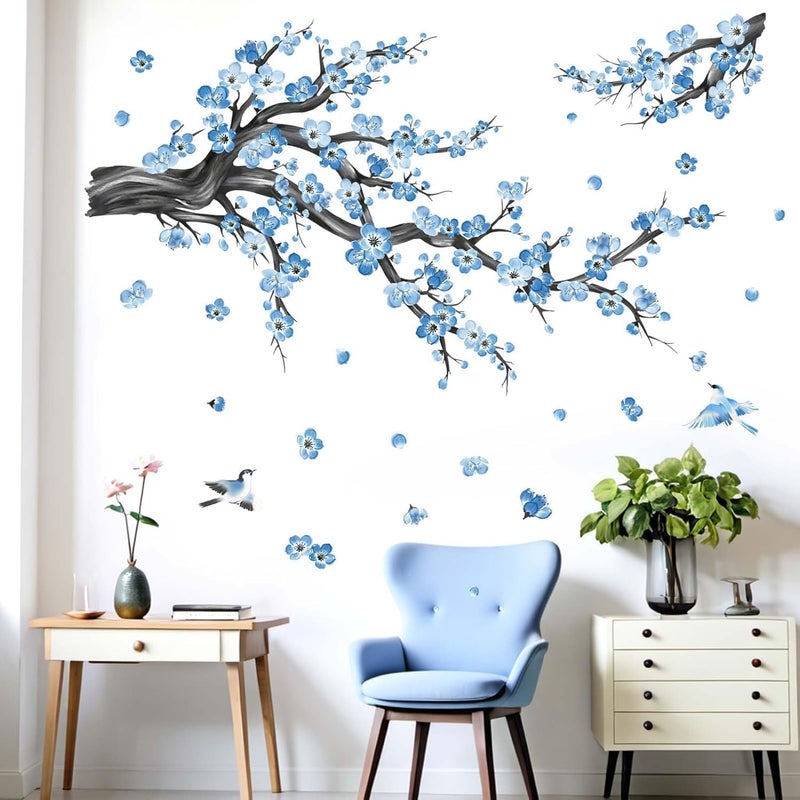 Al Raied ARS® Cherry Blossom Wall Decals - Peel and Stick Blue Floral Tree Branch Wall Stickers - Image 4