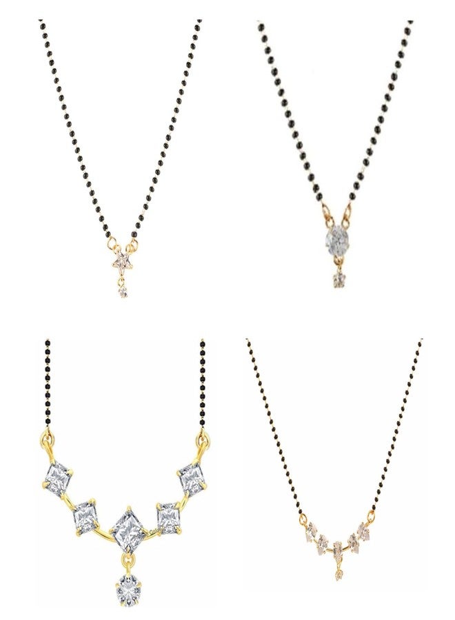 Efulgenz Ethnic Traditional CZ Mangalsutra for Women (Pack of 4) - Image 1