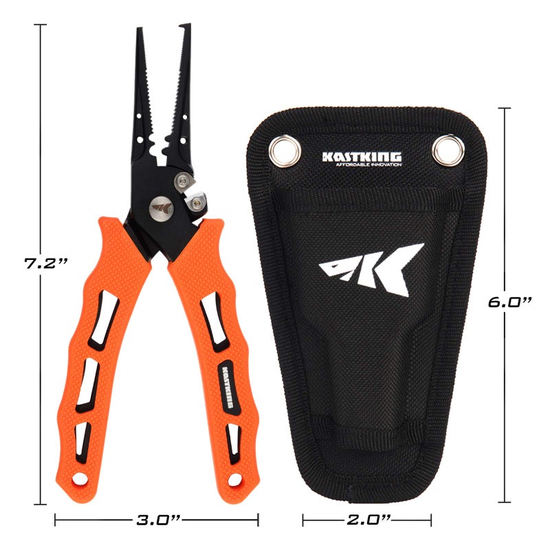 Kastking KastKing Cutthroat 7 inch Fishing Pliers, 420 Stainless Steel Fishing Tools, Saltwater Resistant Fishing Gear, Tungsten Carbide Cutters, 7'' Split Ring Nose, Orange - Image 2