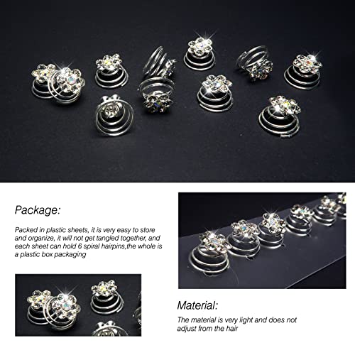 TUUXI 84 Pcs Spiral Hair Pins Hair Gems Rhinestone Hair Screws Twister Flower Hair Decorations for Women Wedding Bridal Prom - Image 3