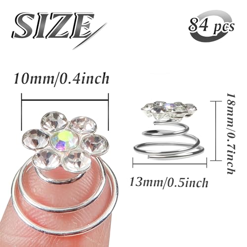 TUUXI 84 Pcs Spiral Hair Pins Hair Gems Rhinestone Hair Screws Twister Flower Hair Decorations for Women Wedding Bridal Prom - Image 2