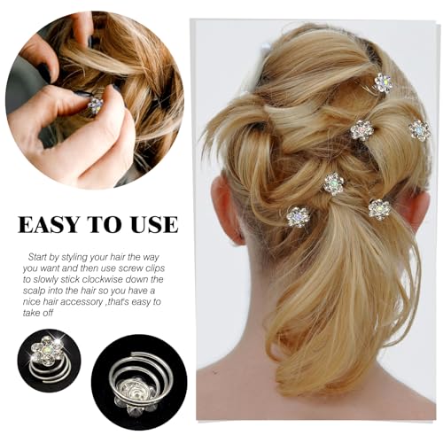 TUUXI 84 Pcs Spiral Hair Pins Hair Gems Rhinestone Hair Screws Twister Flower Hair Decorations for Women Wedding Bridal Prom - Image 5