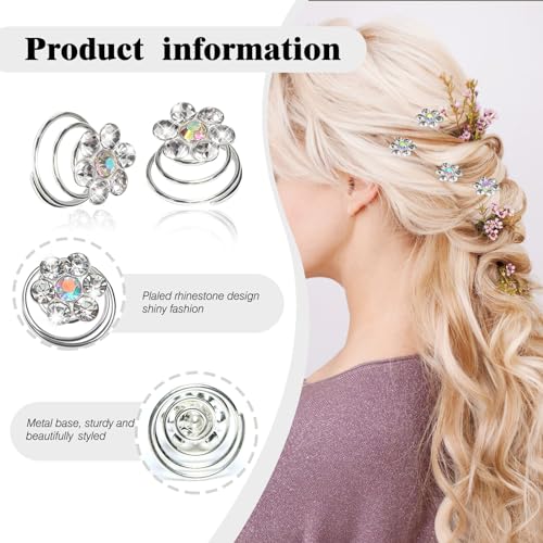 TUUXI 84 Pcs Spiral Hair Pins Hair Gems Rhinestone Hair Screws Twister Flower Hair Decorations for Women Wedding Bridal Prom - Image 4