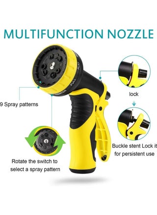 Garden Hose 50 FT, Expandable Garden Hose with 9 Spray Pattern Nozzle, 1/2'' & 3/4'' Solid Brass Connectors, Lightweight Durable 3800D Expandable Hose Pipe with 3 Layer Latex, Easy Storage - view 3