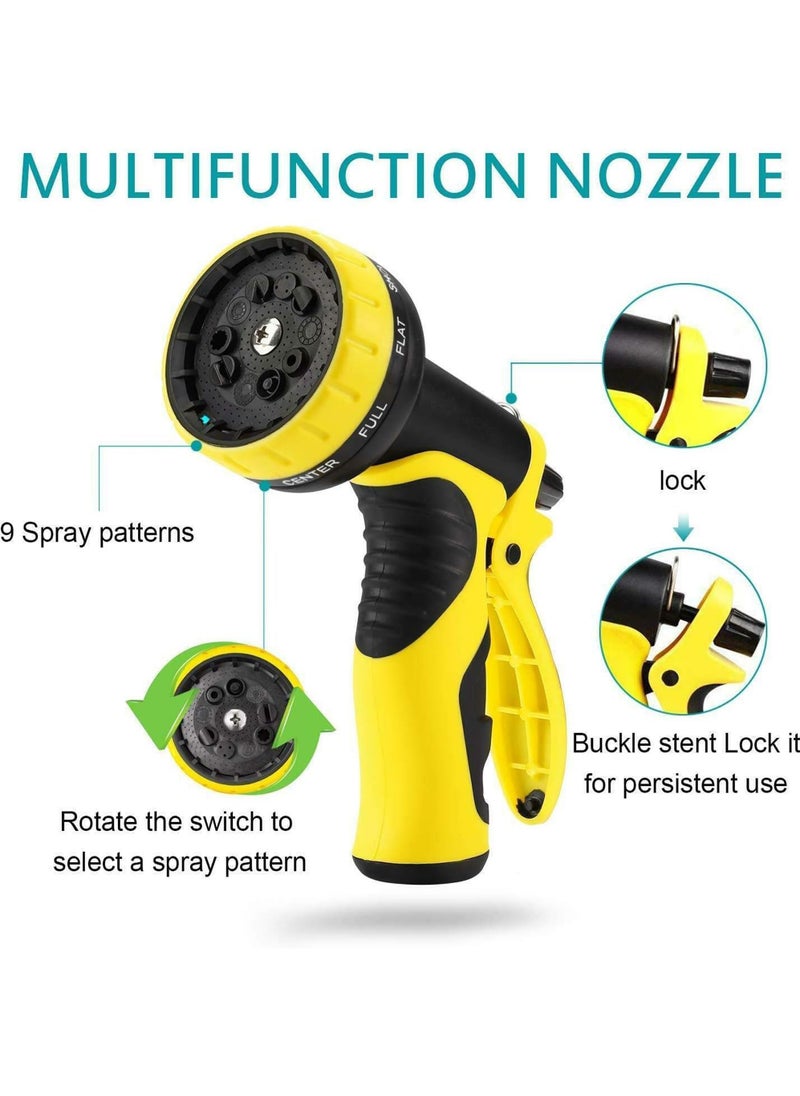 Rock Pow - Garden Hose 50 FT, Expandable Garden Hose with 9 Spray Pattern Nozzle, 1/2'' & 3/4'' Solid Brass Connectors, Lightweight Durable 3800D Expandable Hose Pipe with 3 Layer Latex, Easy Storage - Image 1