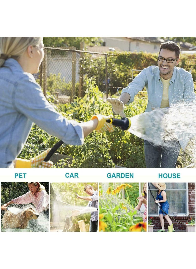 Rock Pow - Garden Hose 50 FT, Expandable Garden Hose with 9 Spray Pattern Nozzle, 1/2'' & 3/4'' Solid Brass Connectors, Lightweight Durable 3800D Expandable Hose Pipe with 3 Layer Latex, Easy Storage - Image 1