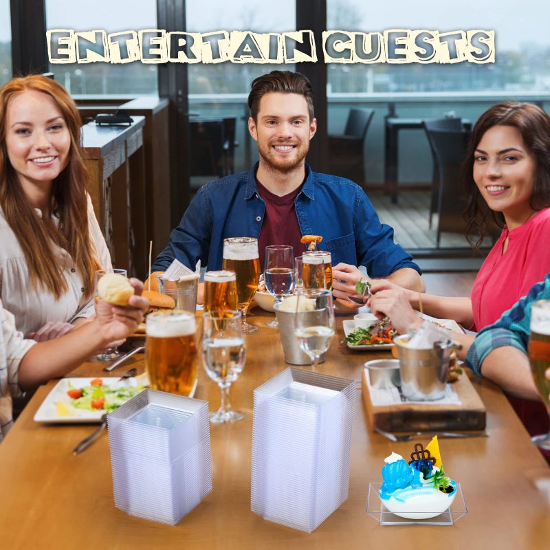 Zhehao 100 Pcs Clear Plastic Dessert Plates  3.6 Inch Small Dessert Plastic Square Plates Bulk Disposable for Cake Appetizer Parties Wedding Reception(Clear) - Image 5