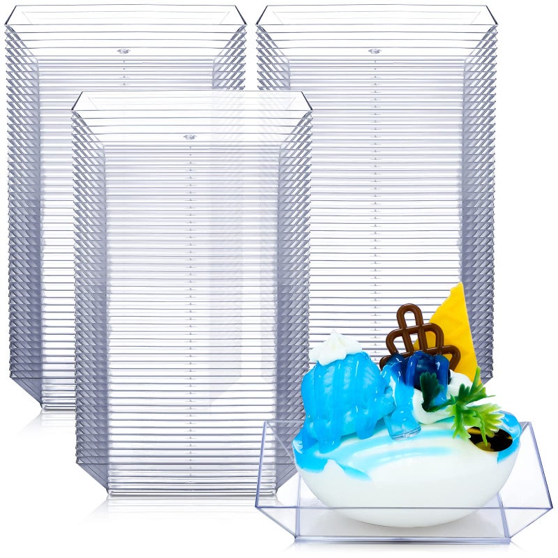 Zhehao 100 Pcs Clear Plastic Dessert Plates  3.6 Inch Small Dessert Plastic Square Plates Bulk Disposable for Cake Appetizer Parties Wedding Reception(Clear) - Image 1
