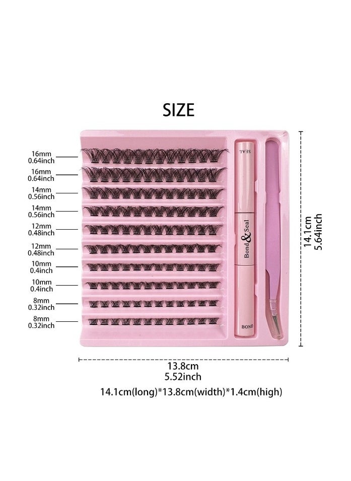 Bond - False Lashes Individual Packs 120 Tufted Lashes DIY Lash Extensions  Natural Look Reusable Eyelash Glue Bonding Black  Lashes Cluster Lashes  3D Effect  Individual False Eyelashes with Eyelash Glue - Image 1