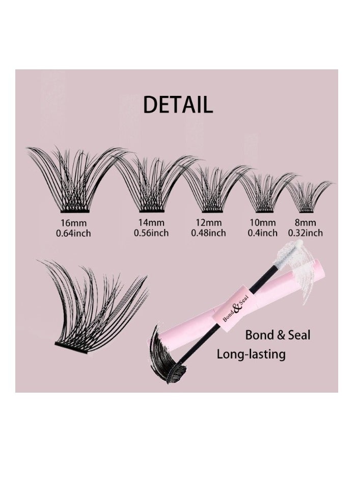 Bond - False Lashes Individual Packs 120 Tufted Lashes DIY Lash Extensions  Natural Look Reusable Eyelash Glue Bonding Black  Lashes Cluster Lashes  3D Effect  Individual False Eyelashes with Eyelash Glue - Image 1