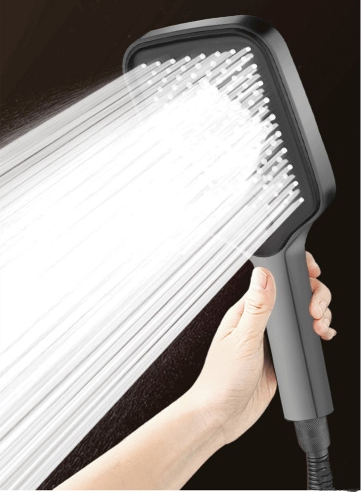 Kutis 1-Set Of 3 Pieces Bathroom Shower Head Set ABS Stainless Grey/Black 10.5x25.5 Centimeter - Image 2