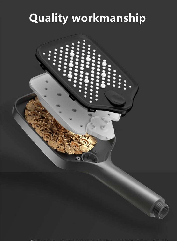 Kutis 1-Set Of 3 Pieces Bathroom Shower Head Set ABS Stainless Grey/Black 10.5x25.5 Centimeter - Image 4