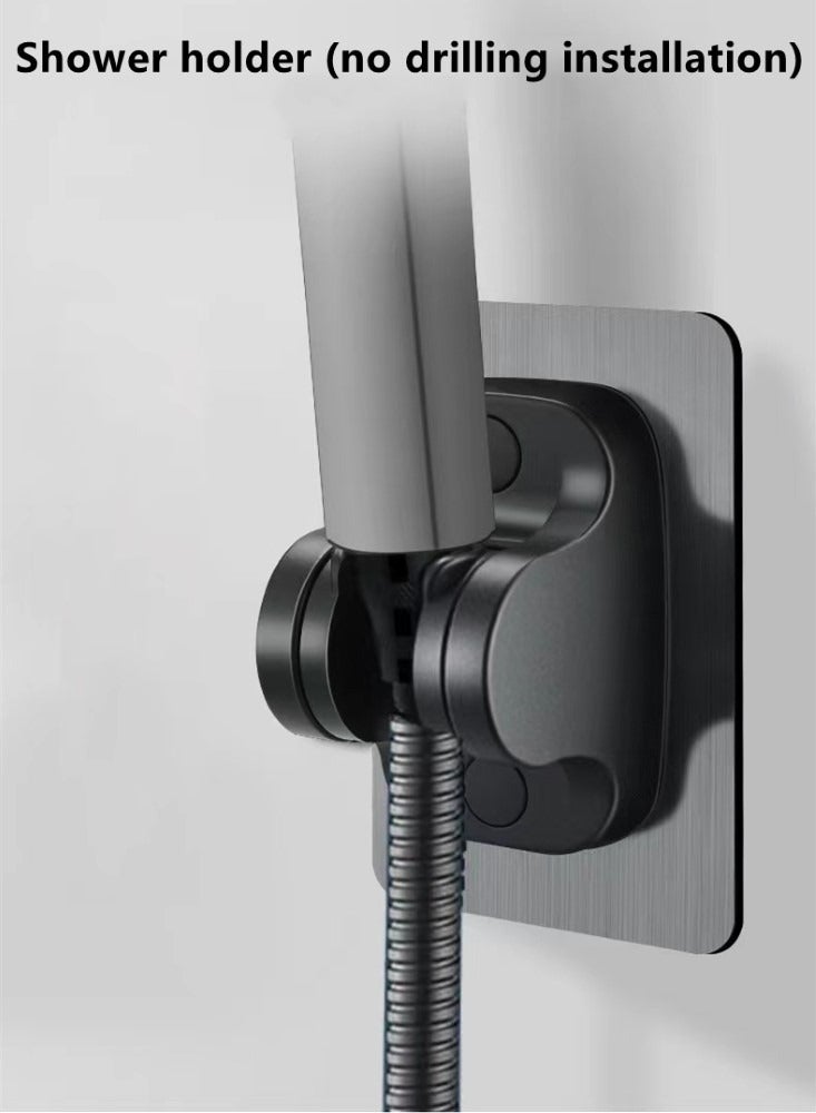 Kutis 1-Set Of 3 Pieces Bathroom Shower Head Set ABS Stainless Grey/Black 10.5x25.5 Centimeter - Image 5