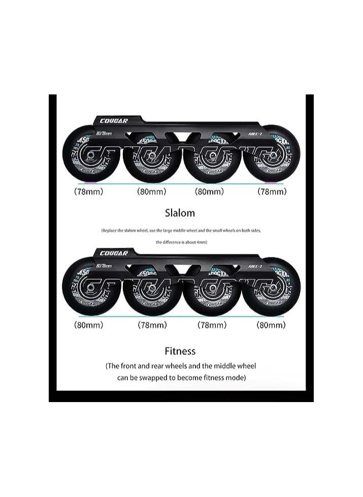 Cougar COUGAR Roller Skate Shoe Cougar Model 509 For Adult Adjustable Roller Skates with 4 Illuminating Pu Wheels, Outdoors and Indoors Roller Blades for Boys Girls Beginners Color : Black Size : 43  - Image 3