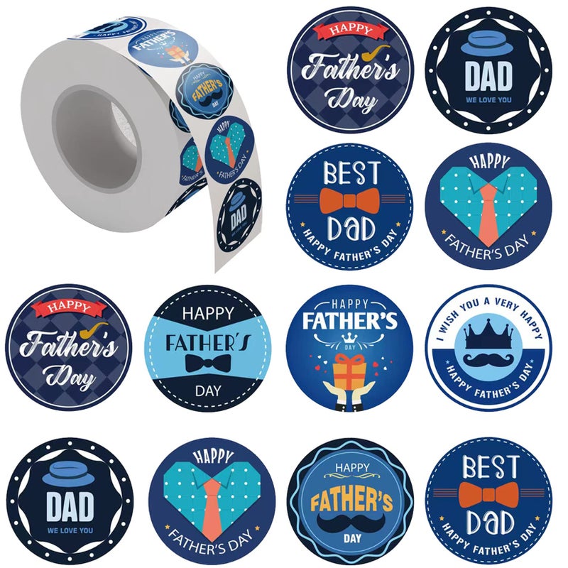 HADDIY Happy Fathers Day Stickers500 Pcs 15 Inches Dad Stickers Lables in Bulk for Father Day CardsEnvelopes SealsCookiesBox and Gifts Wrapping Decoration
