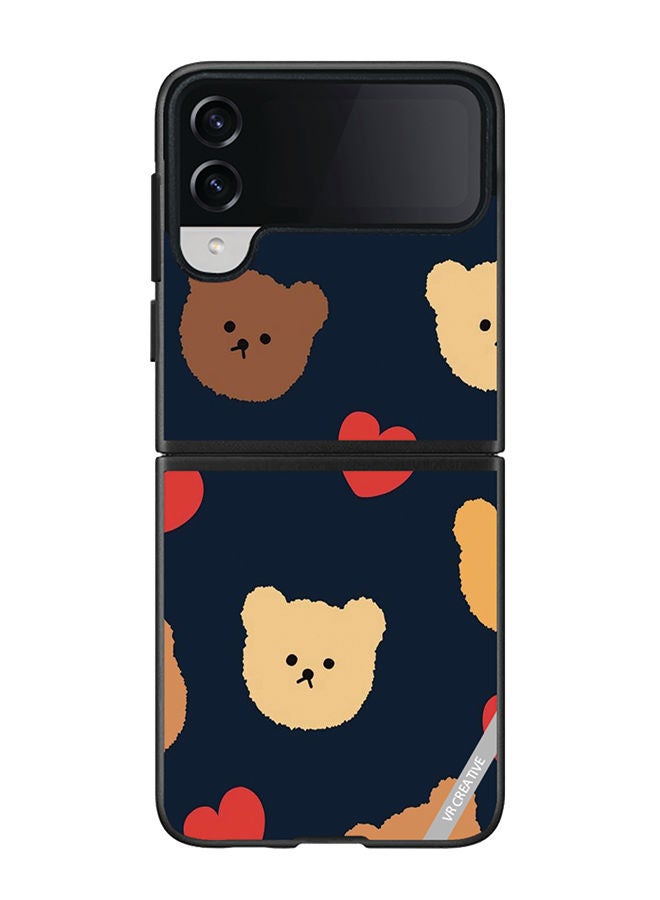 VR CREATIVE Protective Case Cover For Samsung Galaxy Z Flip4 Teddy Face Design Multicolour - Image 1