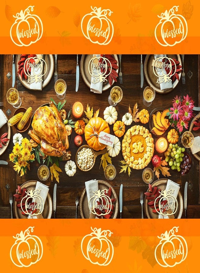 Yookeer 12 Pcs Thanksgiving Pumpkin Wooden Plate Decor Fall Thankful Grateful Blessed Place Card Settings Table Decor Thanksgiving Ideas Rustic Letter Sign(Chic Style) - Image 4