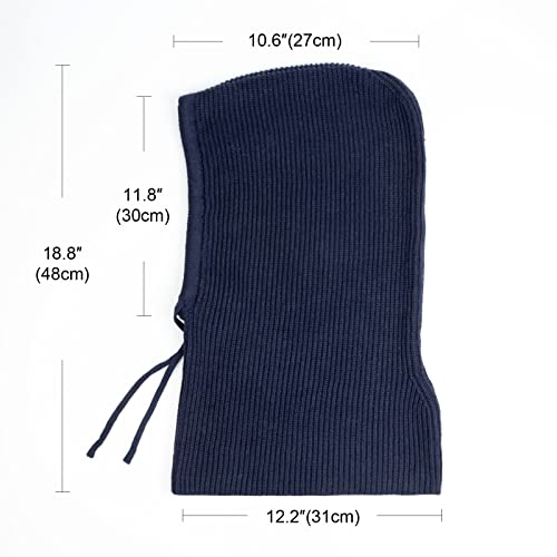 AQOKKA Hooded Scarf Hat Knit Balaclava Women Beanie Skull Cap with Drawstring Warm Winter Hats for Women Men Outdoor Sports - Image 3