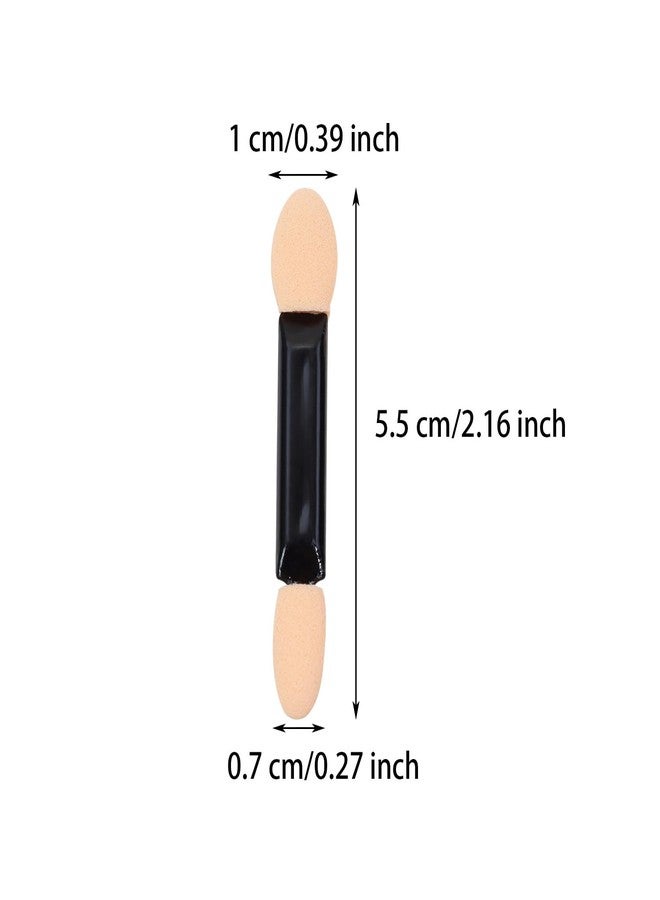 ONLYKXY White & Beige Eyeshadow Makeup Brush Soft Dual Sides Multipurpose Lips Sponge Applicator Stick Tip Mini Portable Travel Oval Cosmetic Tool with Container for Girls Women (2in, Count, 200) - Image 2