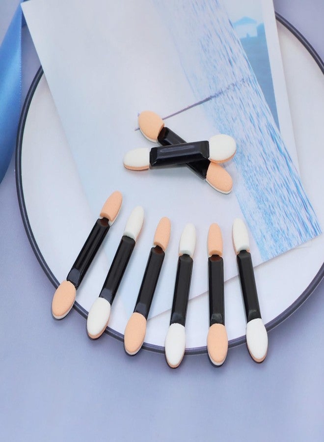 ONLYKXY White & Beige Eyeshadow Makeup Brush Soft Dual Sides Multipurpose Lips Sponge Applicator Stick Tip Mini Portable Travel Oval Cosmetic Tool with Container for Girls Women (2in, Count, 200) - Image 3