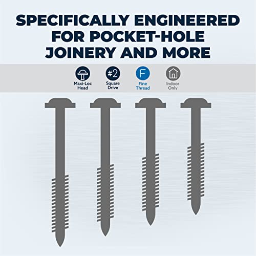 Kreg SML-F125-500 Zinc Pocket Screws, 1 1/4 Inch, 7 Fine Thread, Maxi-Loc Head (500 Count) - Image 3