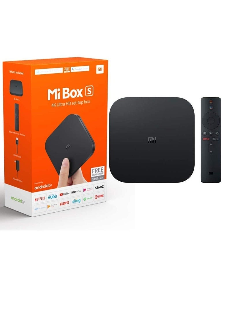 Mi Box S Xiaomi Original 4K Ultra HD Android TV with Google Voice Assistant  Direct Netflix Remote Streaming Media Player, MDZ-22-AB