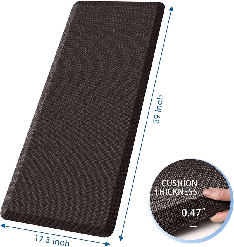 Mattitude Kitchen Mat Cushioned Anti-Fatigue Floor Mat Water Resistant Non-Slip Mats and Rugs Standing and Comfort Desk Mats for House Sink Office Laundry (Chocolate, 17.3"x39") - Image 2