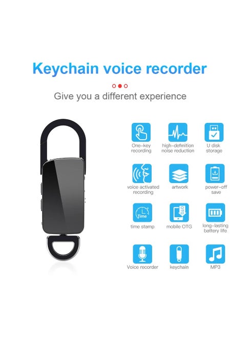 Keychain Voice Recorder,Portable Voice Activated Recorder,Noise Reduction Digital Audio Recorder for Lectures/Interview/Meeting 8GB