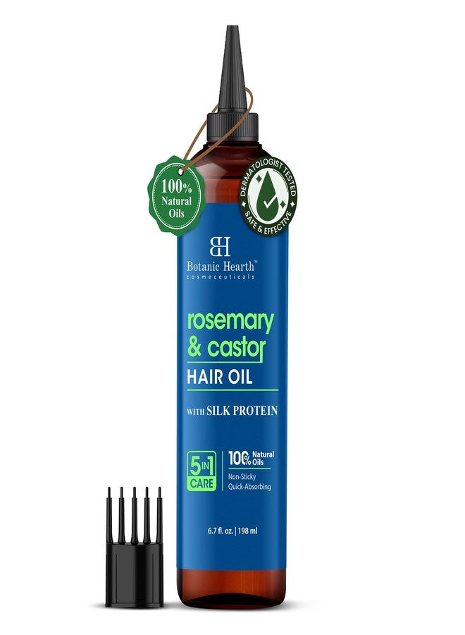 Botanic Hearth Rosemary & Castor Hair Oil (6.7 fl oz) | Nourishing and Strengthening Hair Treatment for Thicker, Healthier-Looking Hair | Paraben Free | Suitable for All Hair Types - Image 1