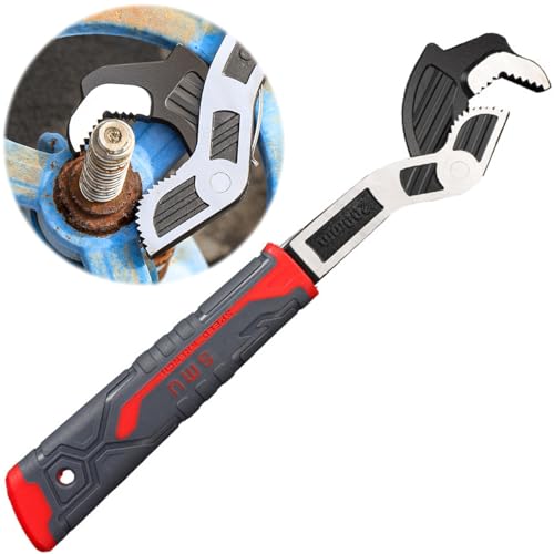Dromco Adjustable Multi-function Self-locking Universal Soft Grip Plumbing Spanner, Self-Adjusting Quick Power Grip Tool (8 Inches, 9-25 mm) - Image 1