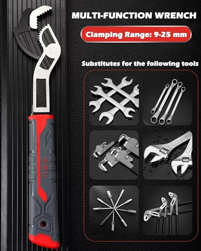 Dromco Adjustable Multi-function Self-locking Universal Soft Grip Plumbing Spanner, Self-Adjusting Quick Power Grip Tool (8 Inches, 9-25 mm) - Image 2