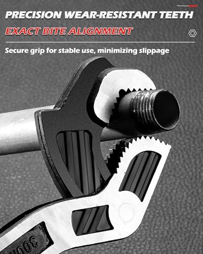 Dromco Adjustable Multi-function Self-locking Universal Soft Grip Plumbing Spanner, Self-Adjusting Quick Power Grip Tool (8 Inches, 9-25 mm) - Image 3