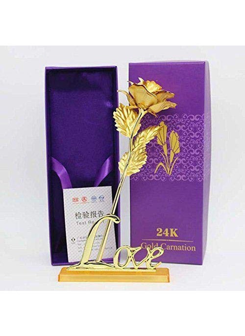 Kabir Collection Kabir Collection Artificial Rose And Love Stand Gift Box And Carry Bag Gold 