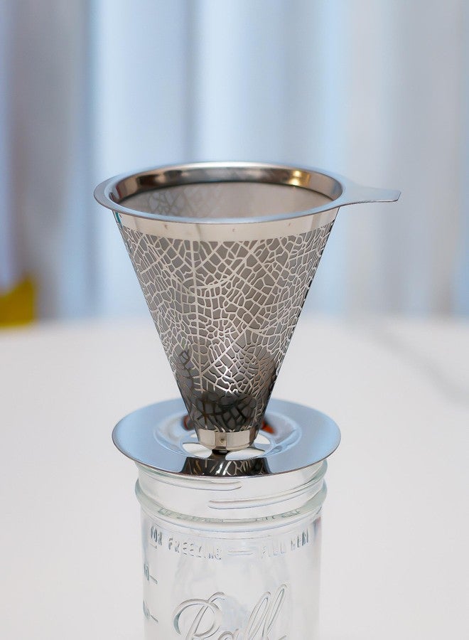 Yitee Reusable Stainless Steel Pour Over Drip Coffee Filter for Mason Jars,Fits Wide Mouth & Regular Jars, Manual Brew Coffee Dripper,No Paper Filters Needed,Rustproof,Dishwasher Safe - Image 3